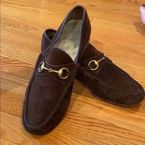 Men’s brown suede Gucci loafers